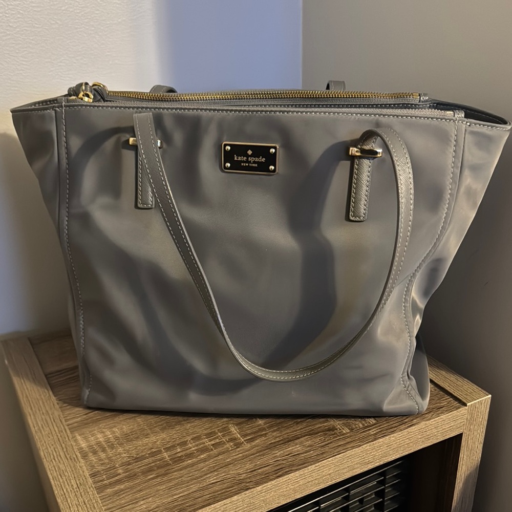 Kate Spade Gray Elegant Tote with Gold Accents